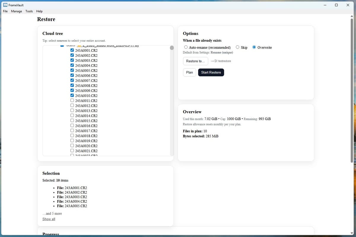 FrameVault screenshot 2