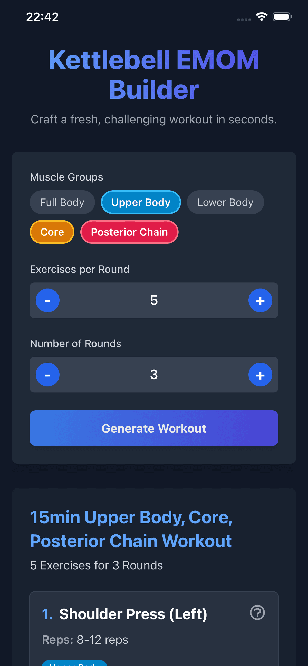 Kettlebell EMOM Builder screenshot 3